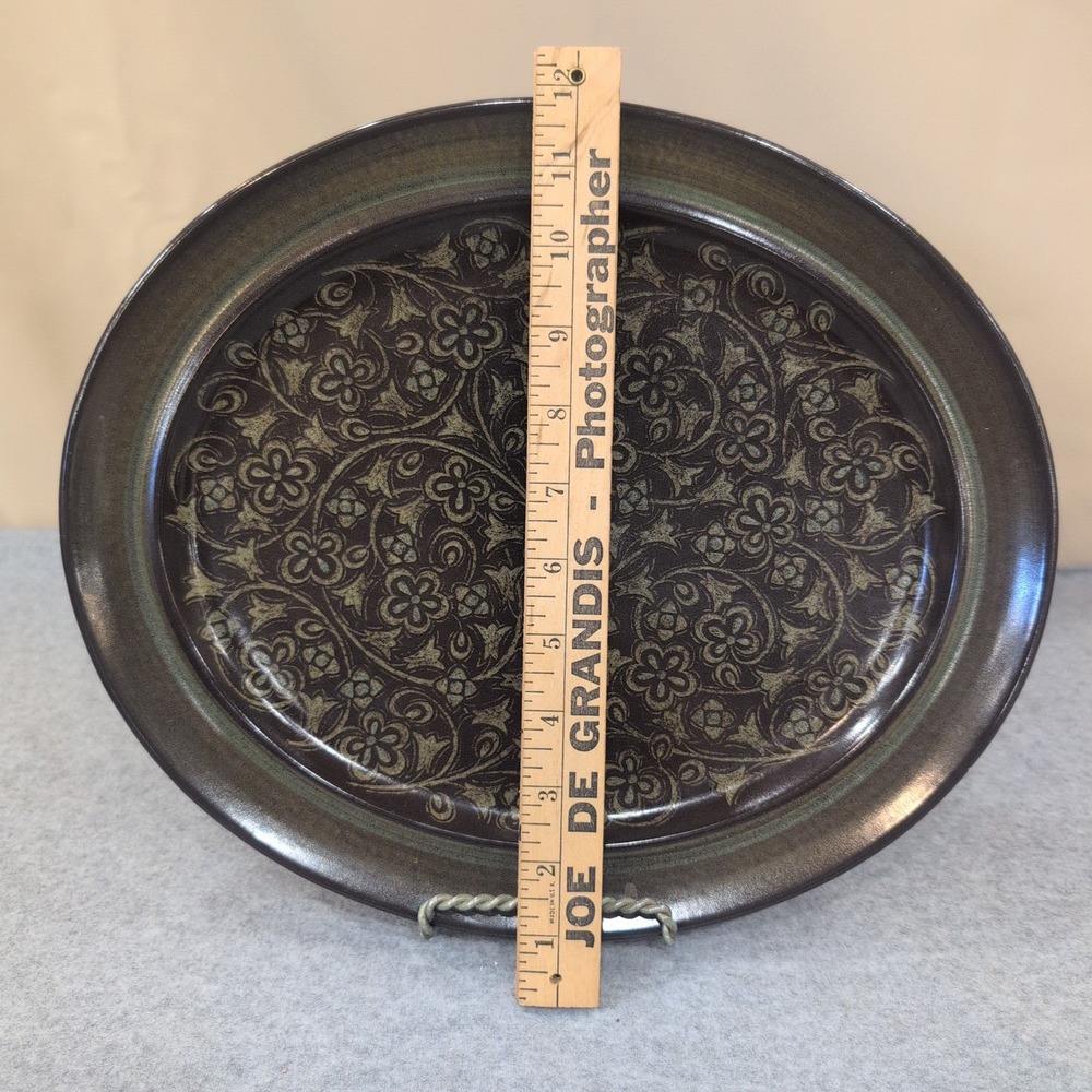 Franciscan Madeira Oval Serving Platter Floral Earthenware Dark Brown Gree - Picture 2 of 6
